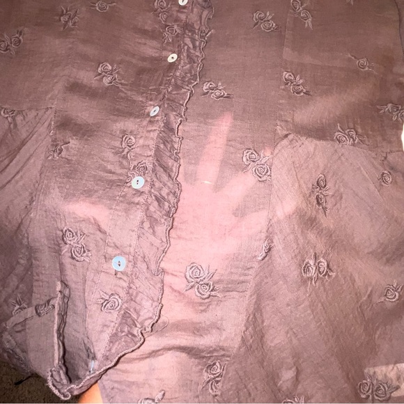 Kyla Seo Cotton Semi Sheer Embroidered Button Down Blouse - Picture 12 of 12